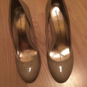 Nude Patent Leather Pumps